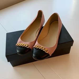 J Crew Nora Cap Toe Chain Ballet Flats